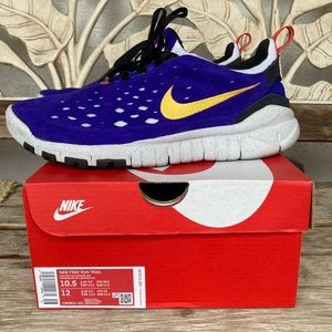 Nike free run trail 10.5 10 1/2 purple yellow Lakers LA box like new grey gray